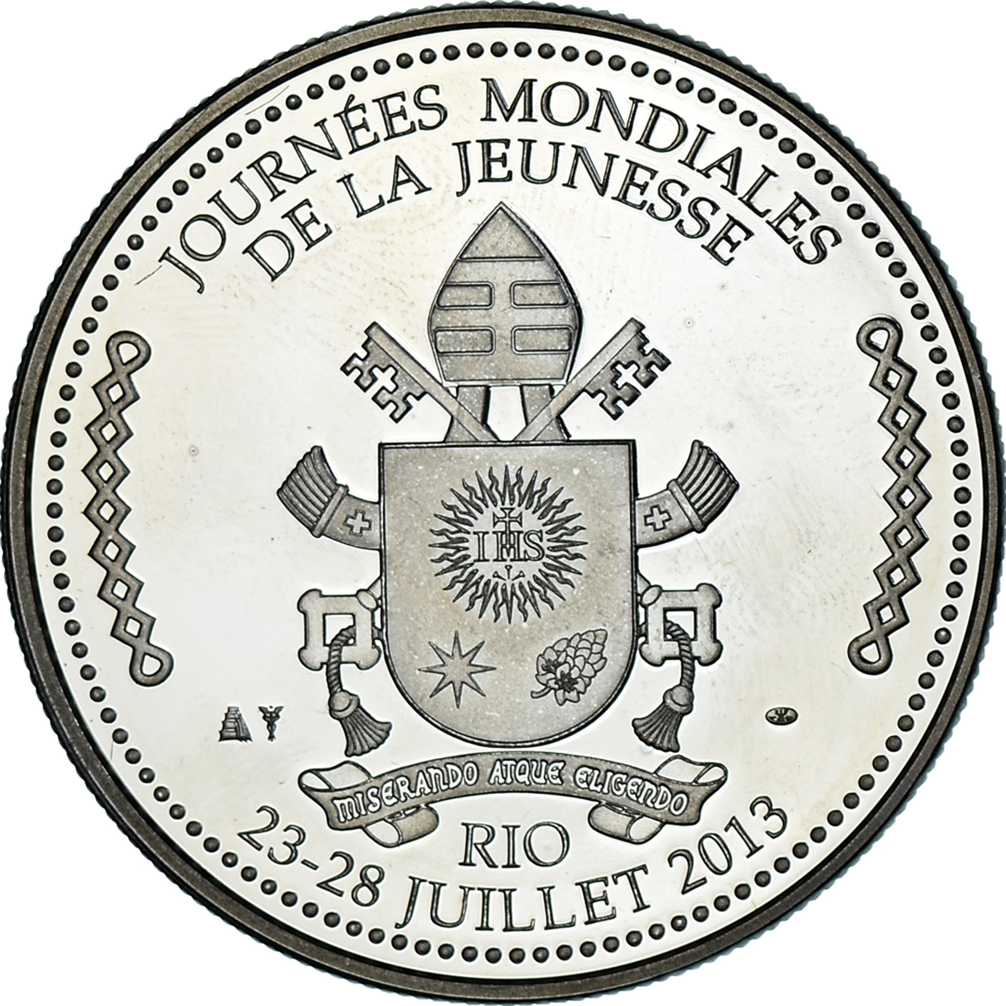 Watykan, medal, Pape françois, Journées mondiales de la jeunesse, Rio, 2013