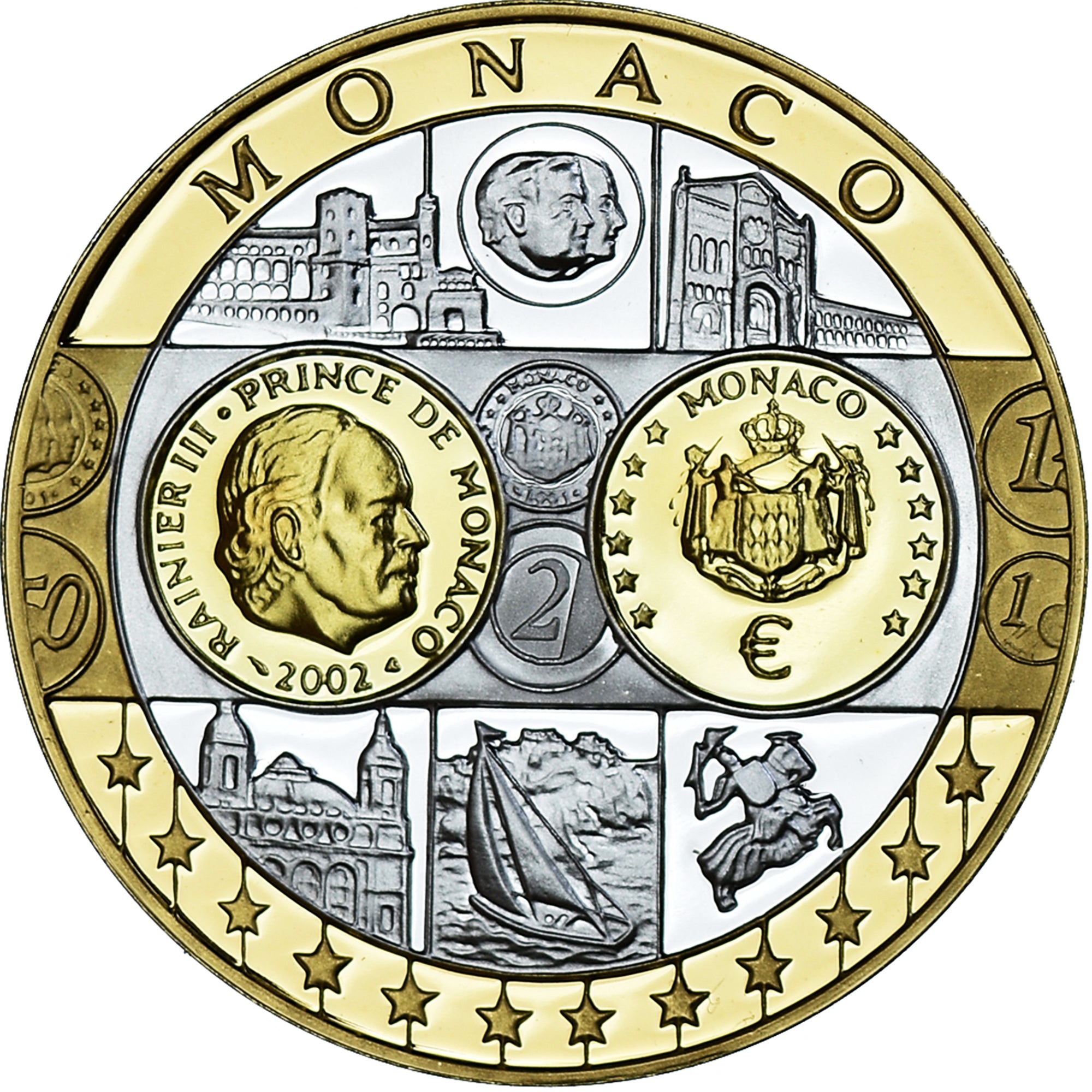 Mónaco, medalla, L'Europe, Monaco, Politics, Society, War, FDC, Plata