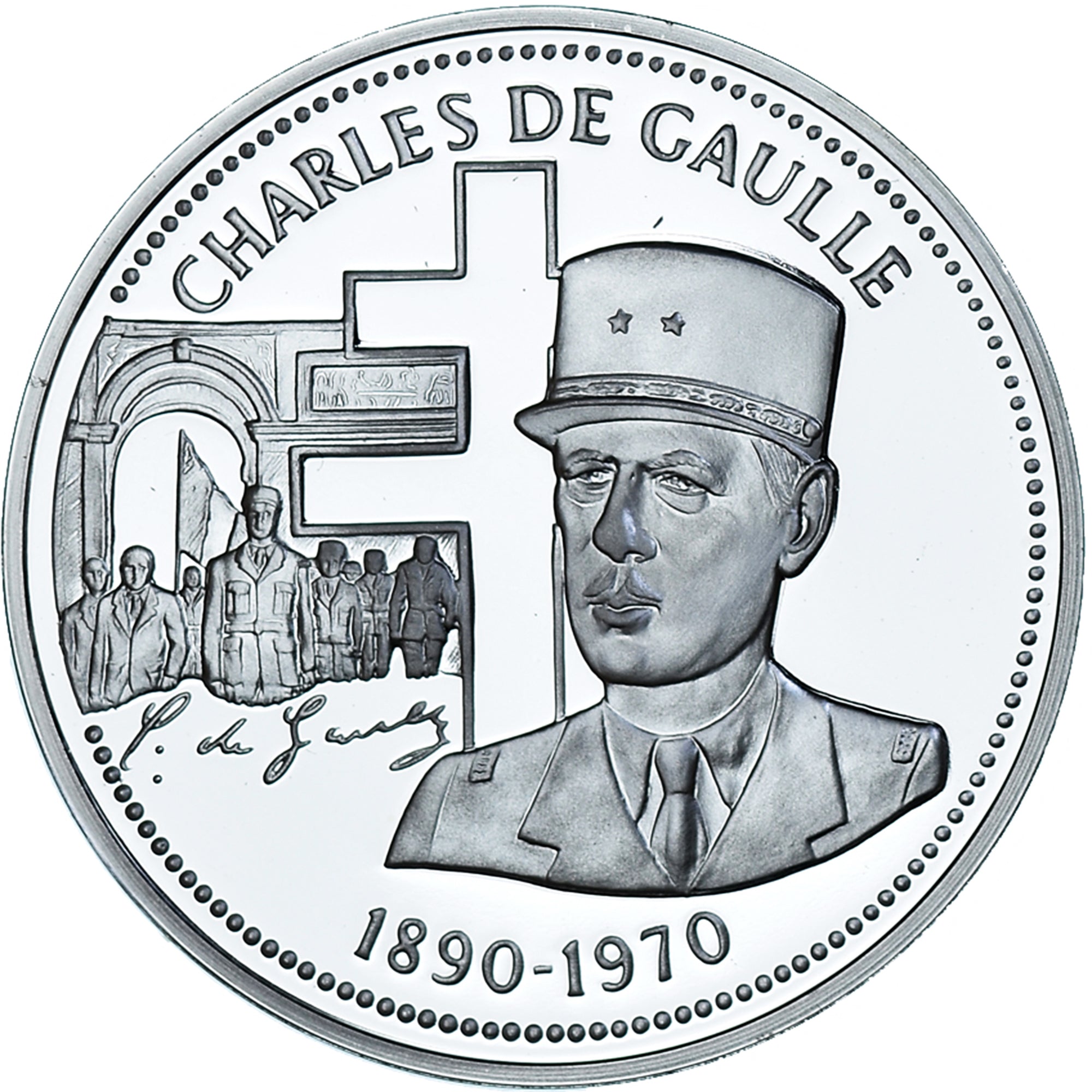 France, Medal, Charles De Gaulle, Politics, Society, War, MS(65-70), Silver