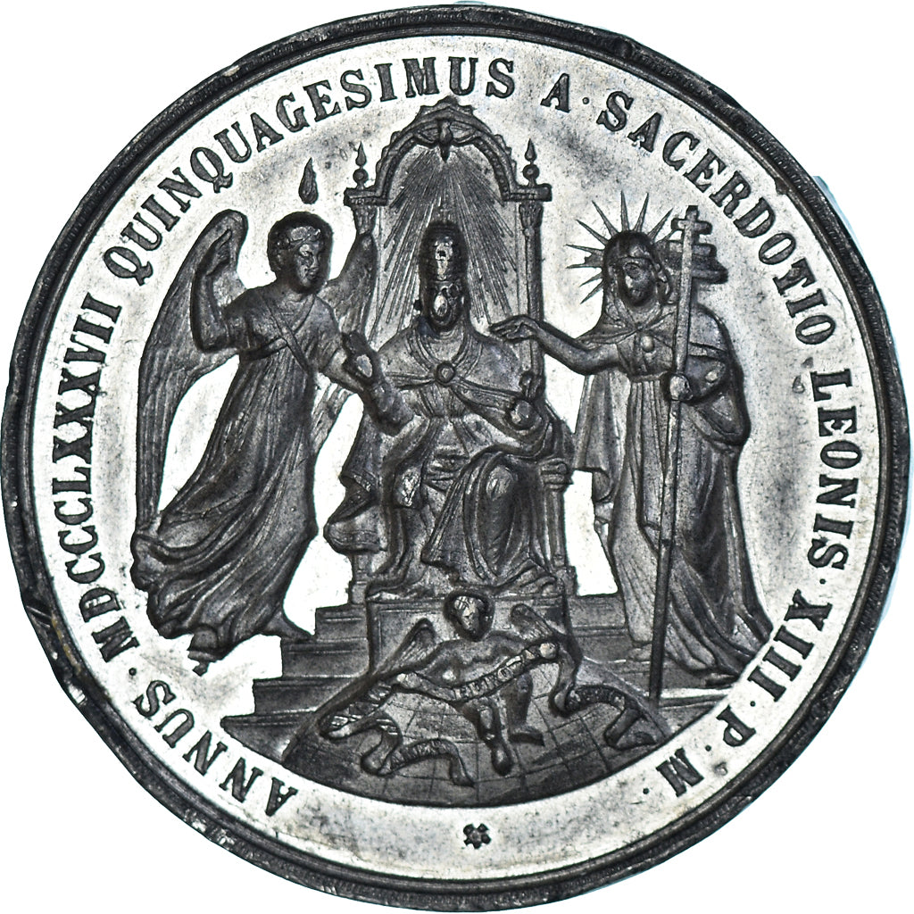 Vaticano, medalha, Léon XIII, 50ème Sacerdoce, Roma, Crenças e religiões