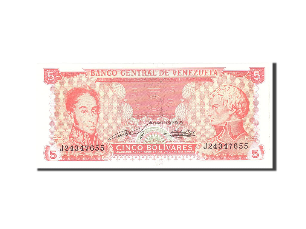 Banconote, Venezuela, 5 Bolivares, 1989, KM:70b, 1989-09-21, FDS
