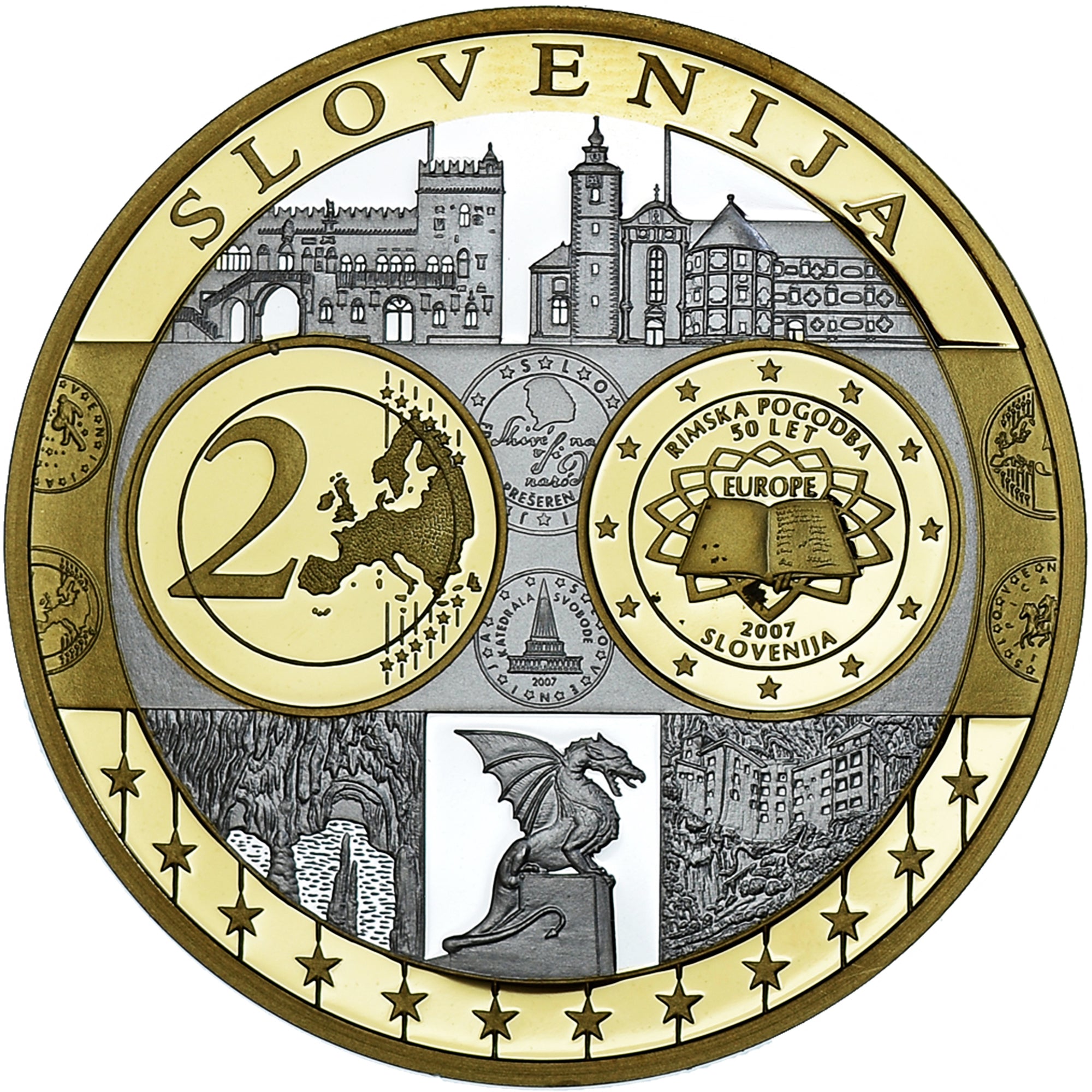 Slovenia, medaglia, Euro, Europa, Politics, FDC, FDC, Argento