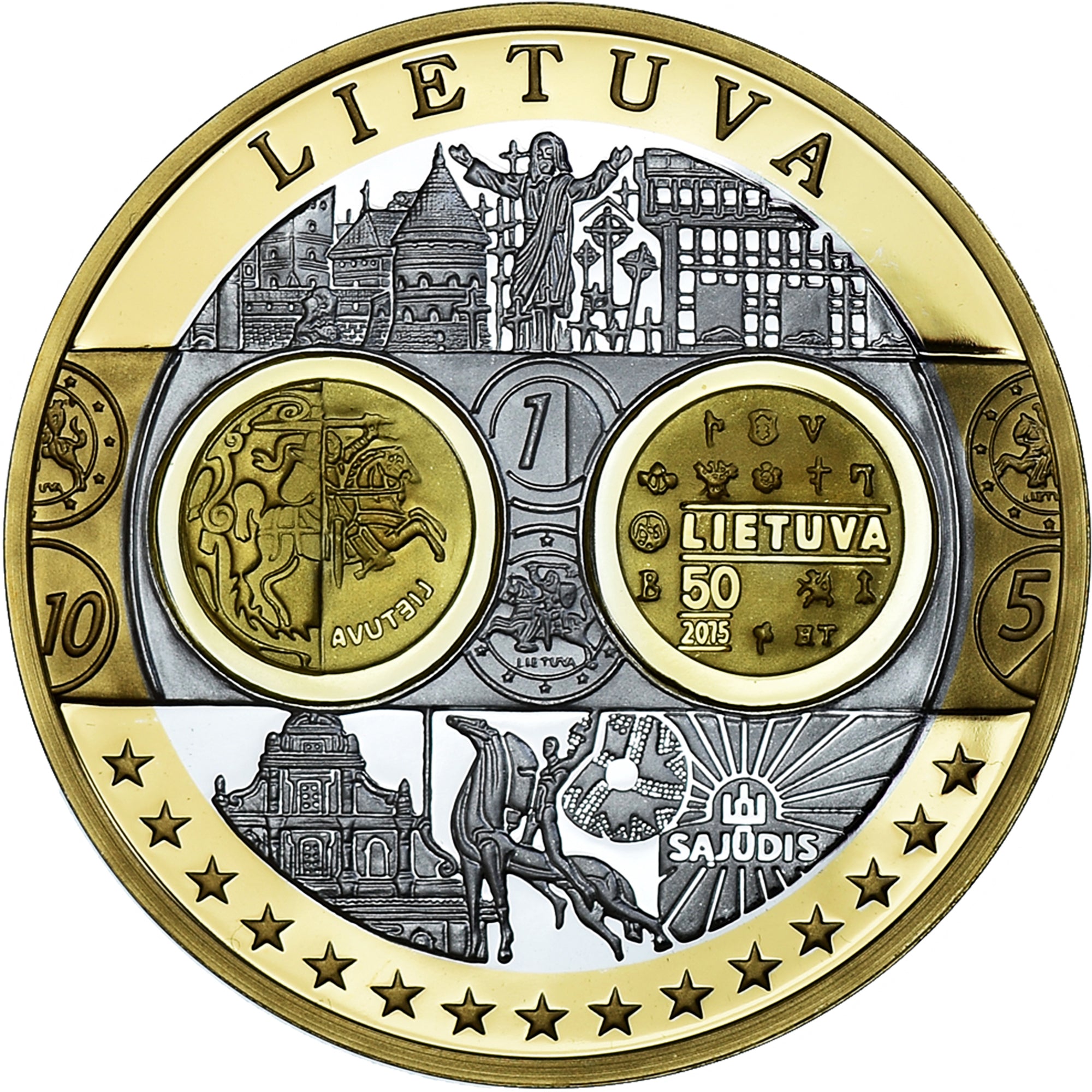 Lituanie, Médaille, Euro, Europa, Politics, FDC, FDC, Argent