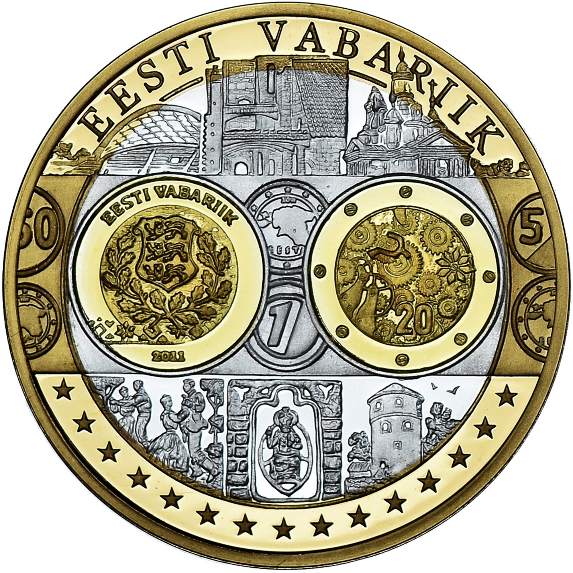 Estonia, Medal, Euro, Europa, Politics, MS(65-70), Silver