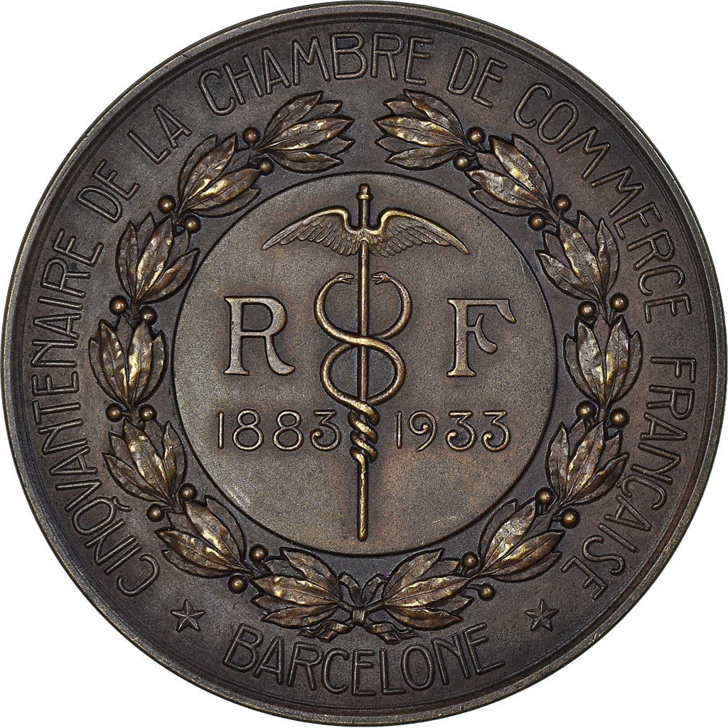 Frankreich, Medaille, Cinquantenaire de la Banque Française à Barcelone, 1933