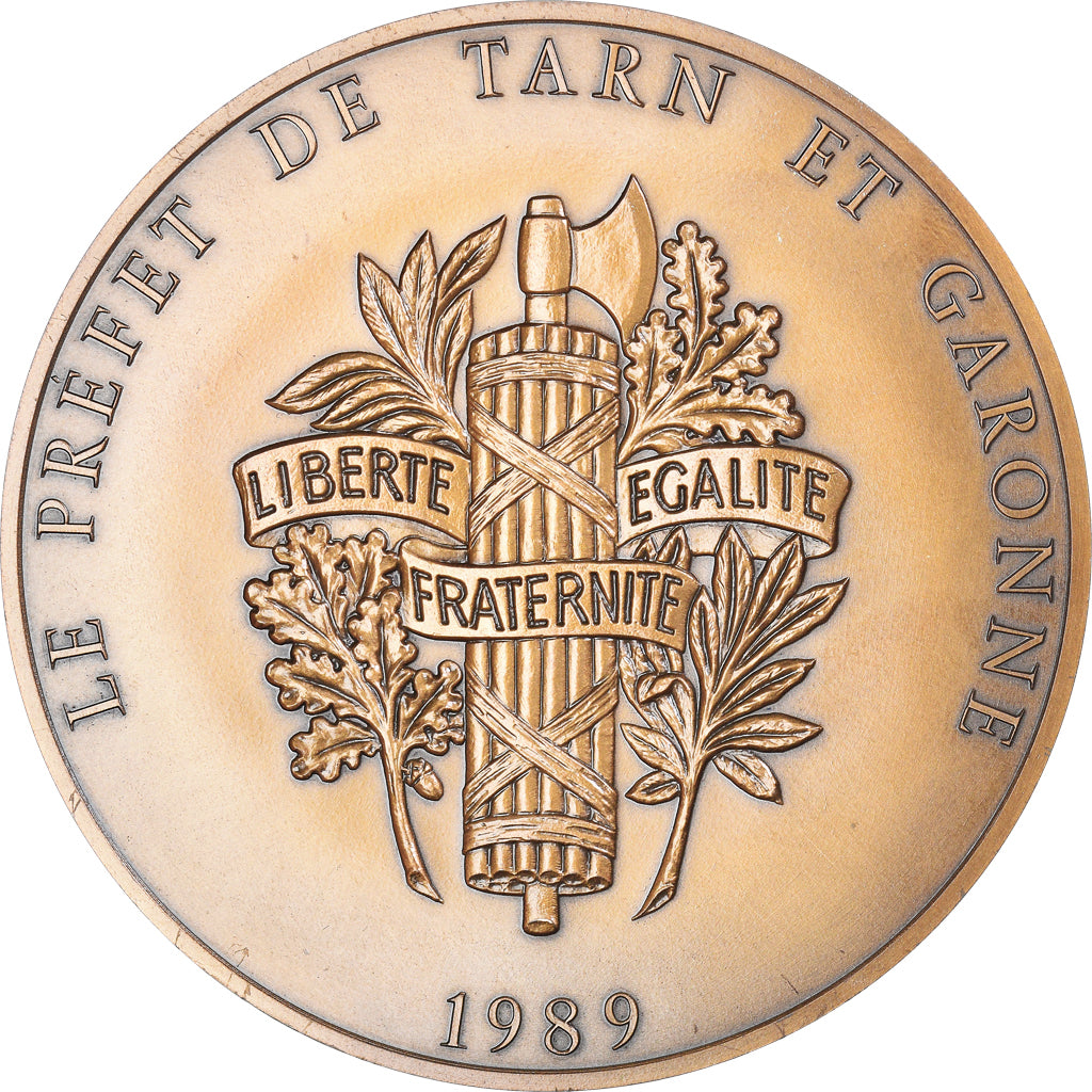 Francia, medalla, Le Préfet de Tarn et Garonne, Montauban, 1989, FDC, Bronce