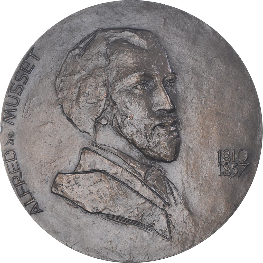 Francia, medalla, Alfred de Musset, Arts & Culture, mocquot, EBC, Bronce