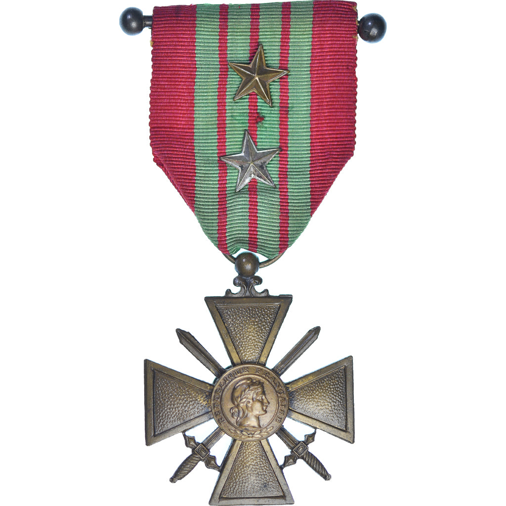 France, Croix de Guerre, Medal, 1939, 2 Citations, Excellent Quality, Bronze, 37