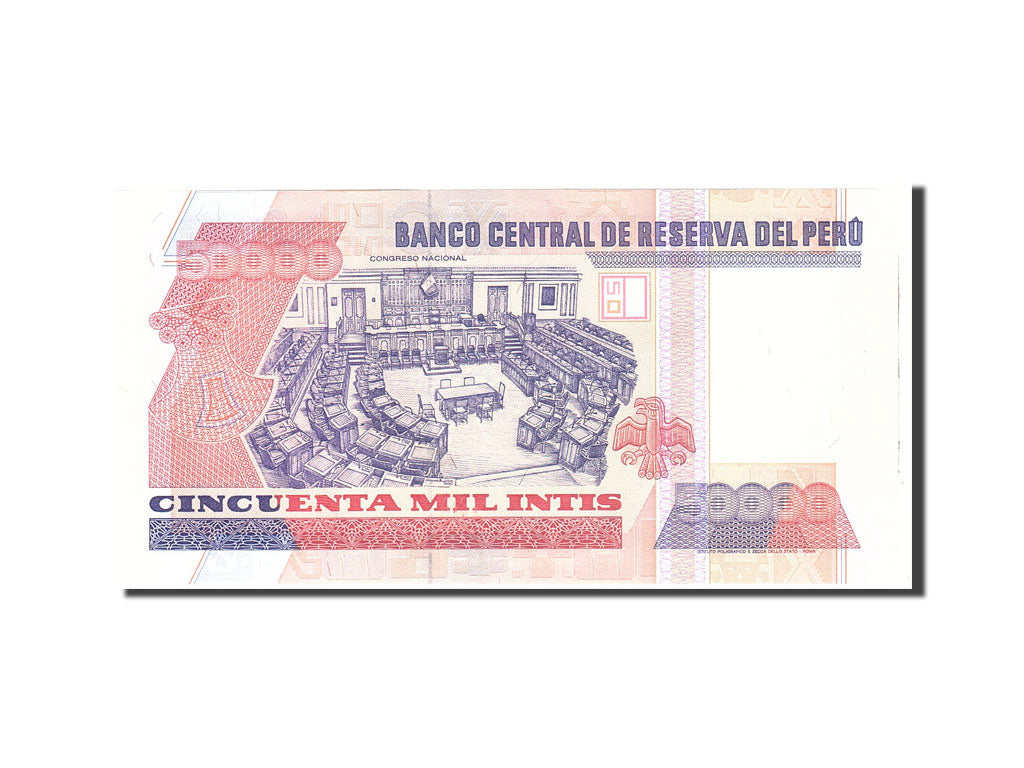 Banknote, Peru, 50,000 Intis, 1988, 1988-06-28, KM:143, UNC(65-70)