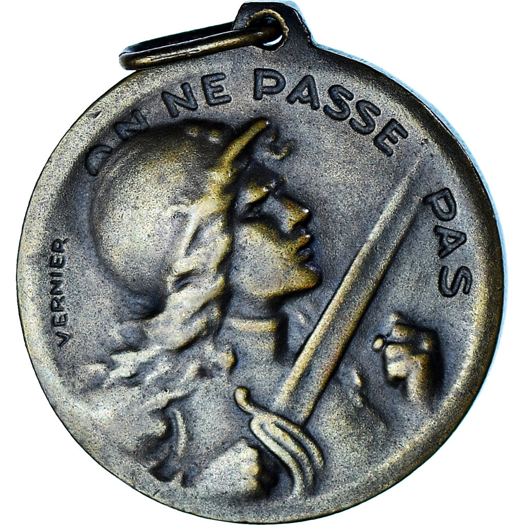 France, Medal, Verdun , On ne passe pas, WAR, 1916, Vernier, EF(40-45), Bronze