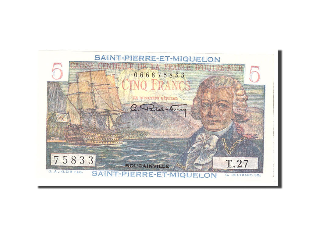 Saint Pierre and Miquelon, 5 Francs, 1950, Undated, KM:22, UNC(65-70)