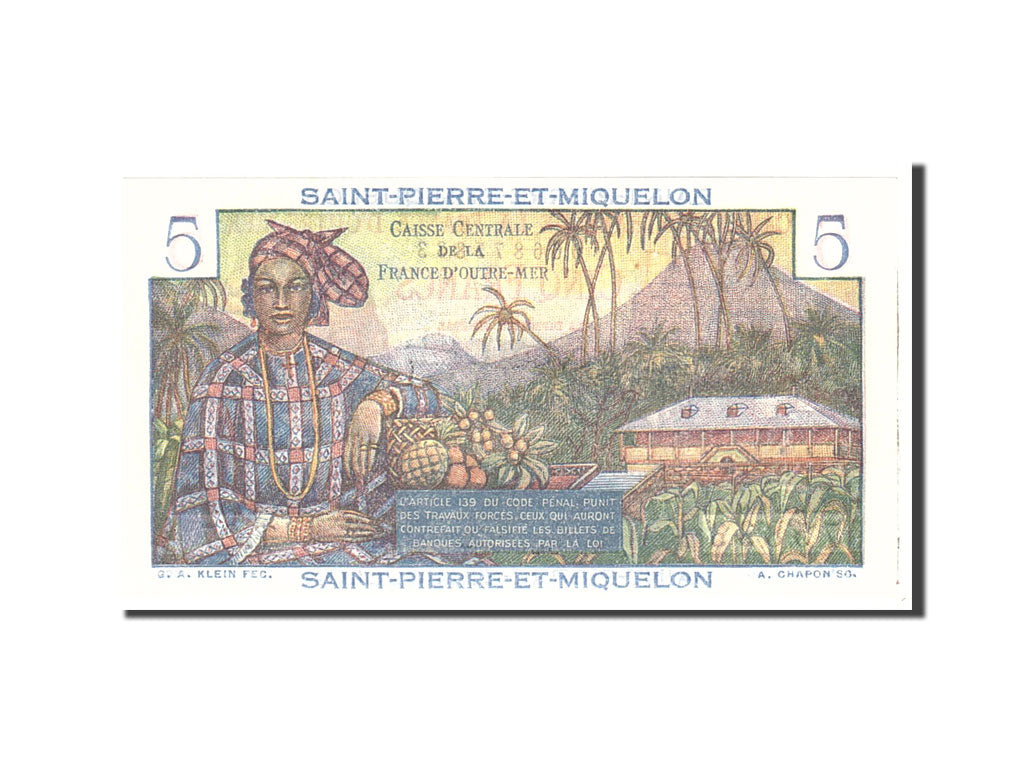 Saint Pierre and Miquelon, 5 Francs, 1950, Undated, KM:22, UNC(65-70)