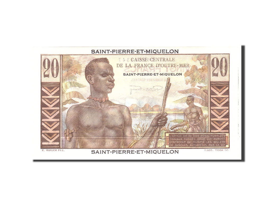Saint Pierre and Miquelon, 20 Francs, 1950, Undated, KM:24, UNC(65-70)