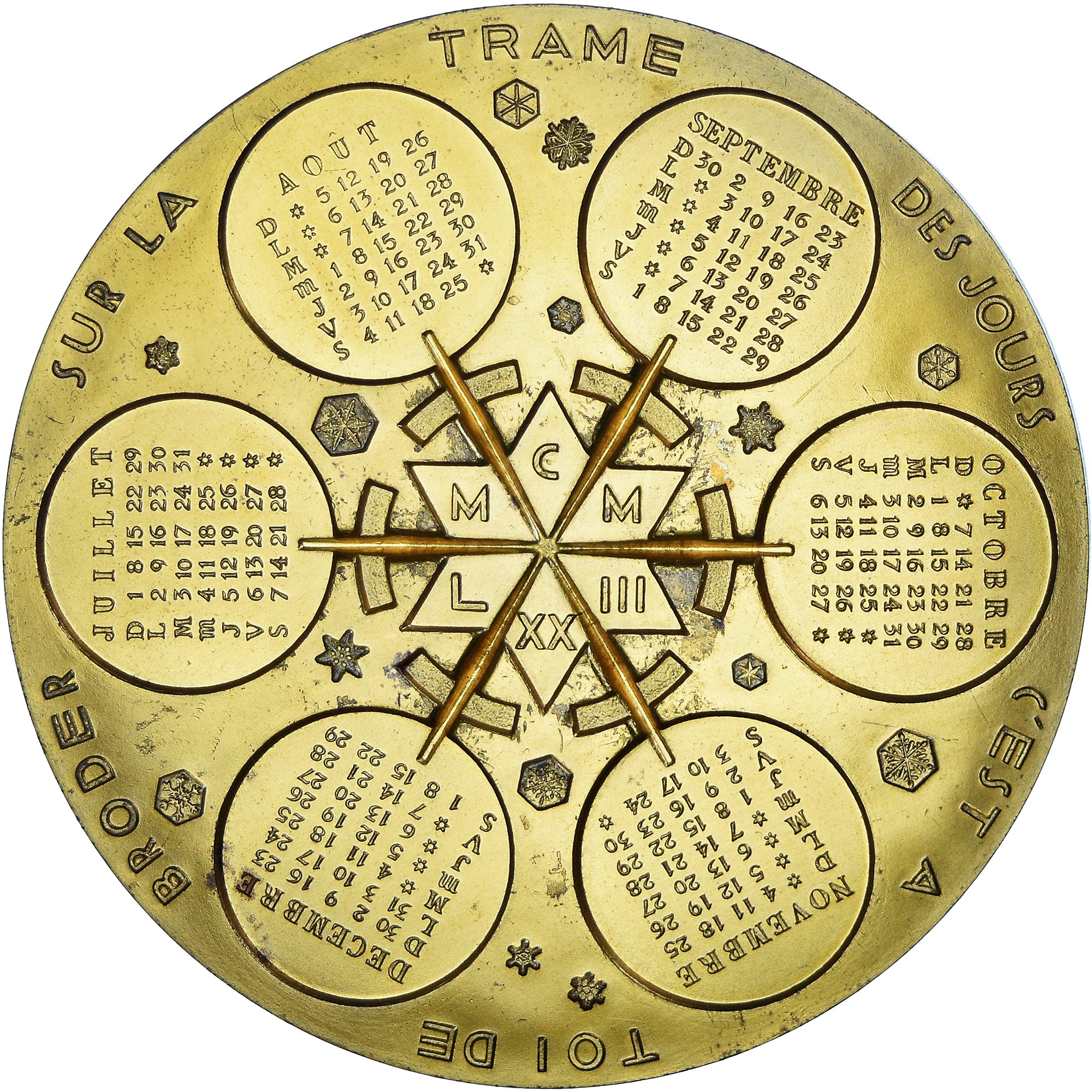 France, Medal, Calendrier, Nouvelle Année, 1973, AU(55-58), Bronze