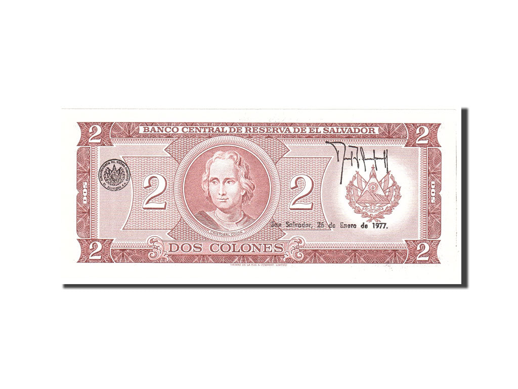 Banknote, El Salvador, 2 Colones, 1976, 1976-06-24, KM:124a, UNC(65-70)