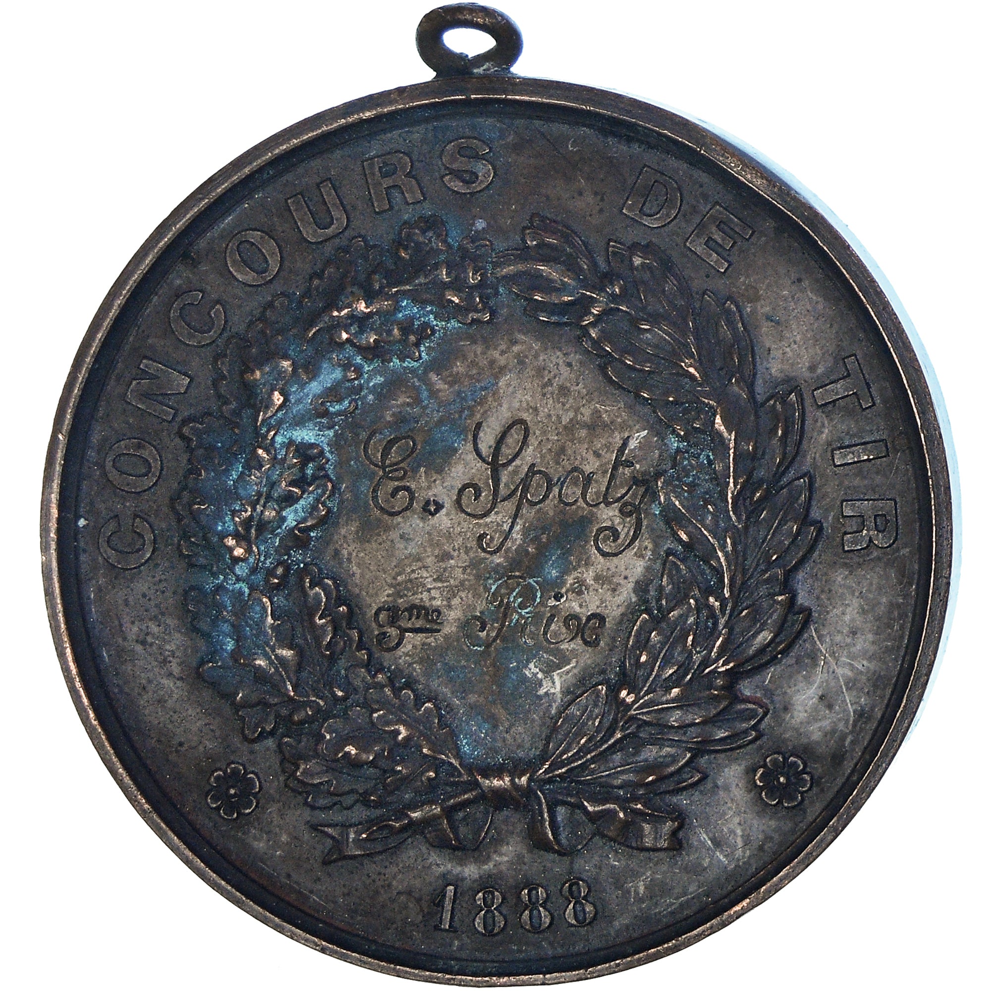 Francia, medalla, Concours de Tir, Ville de Toul, 1888, MBC, Cobre