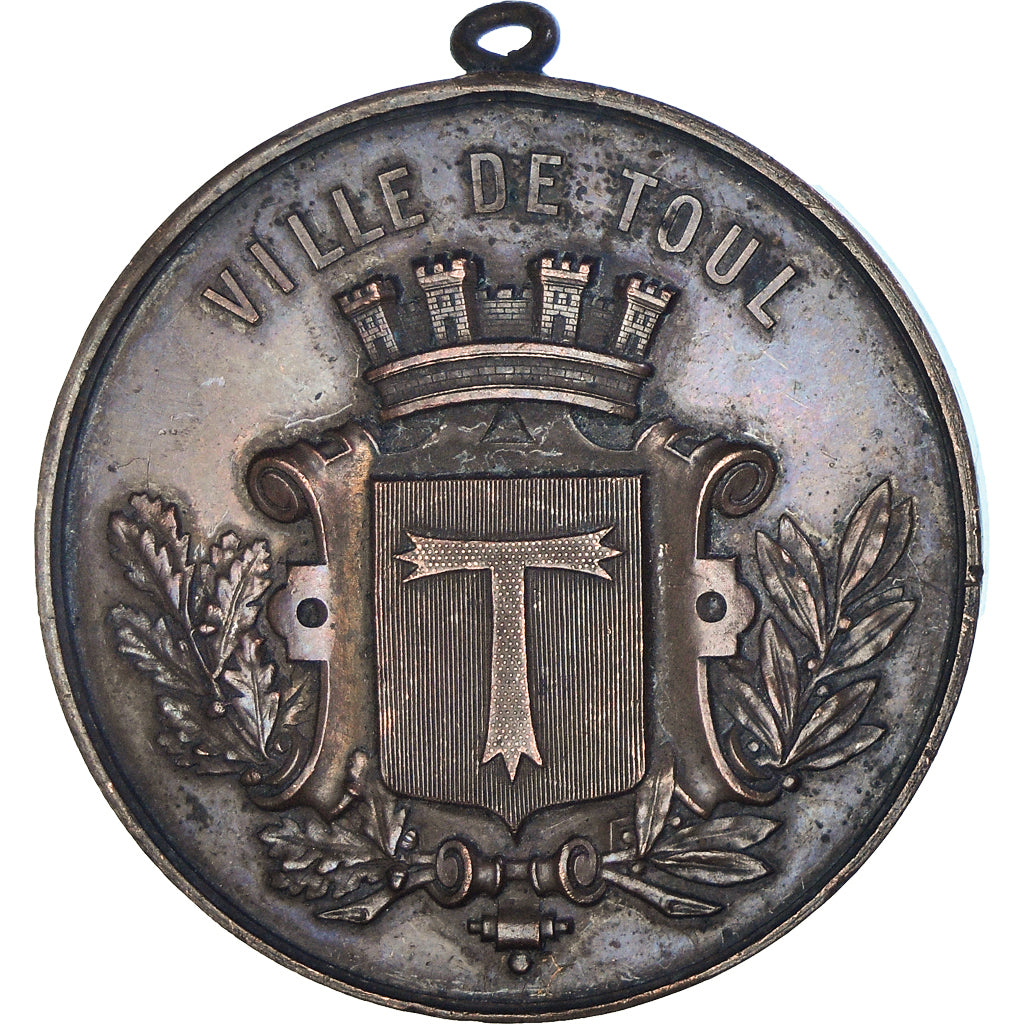Francia, medalla, Concours de Tir, Ville de Toul, 1888, MBC, Cobre