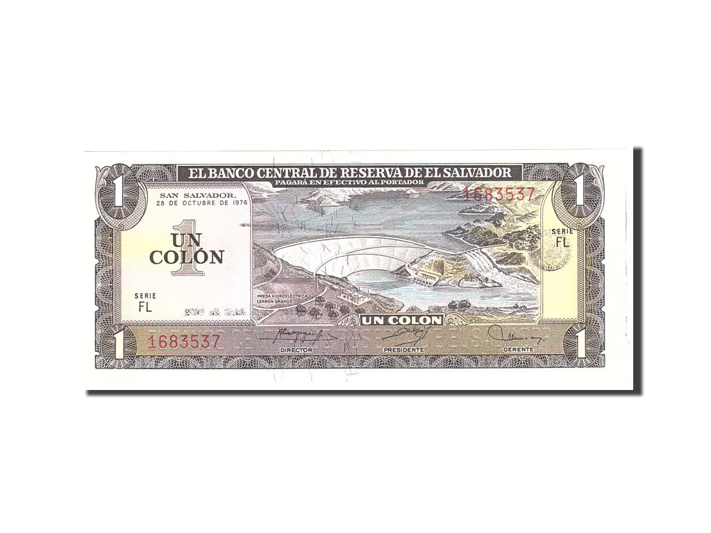 Banknote, El Salvador, 1 Colon, 1976, 1976-10-28, KM:123a, UNC(65-70)