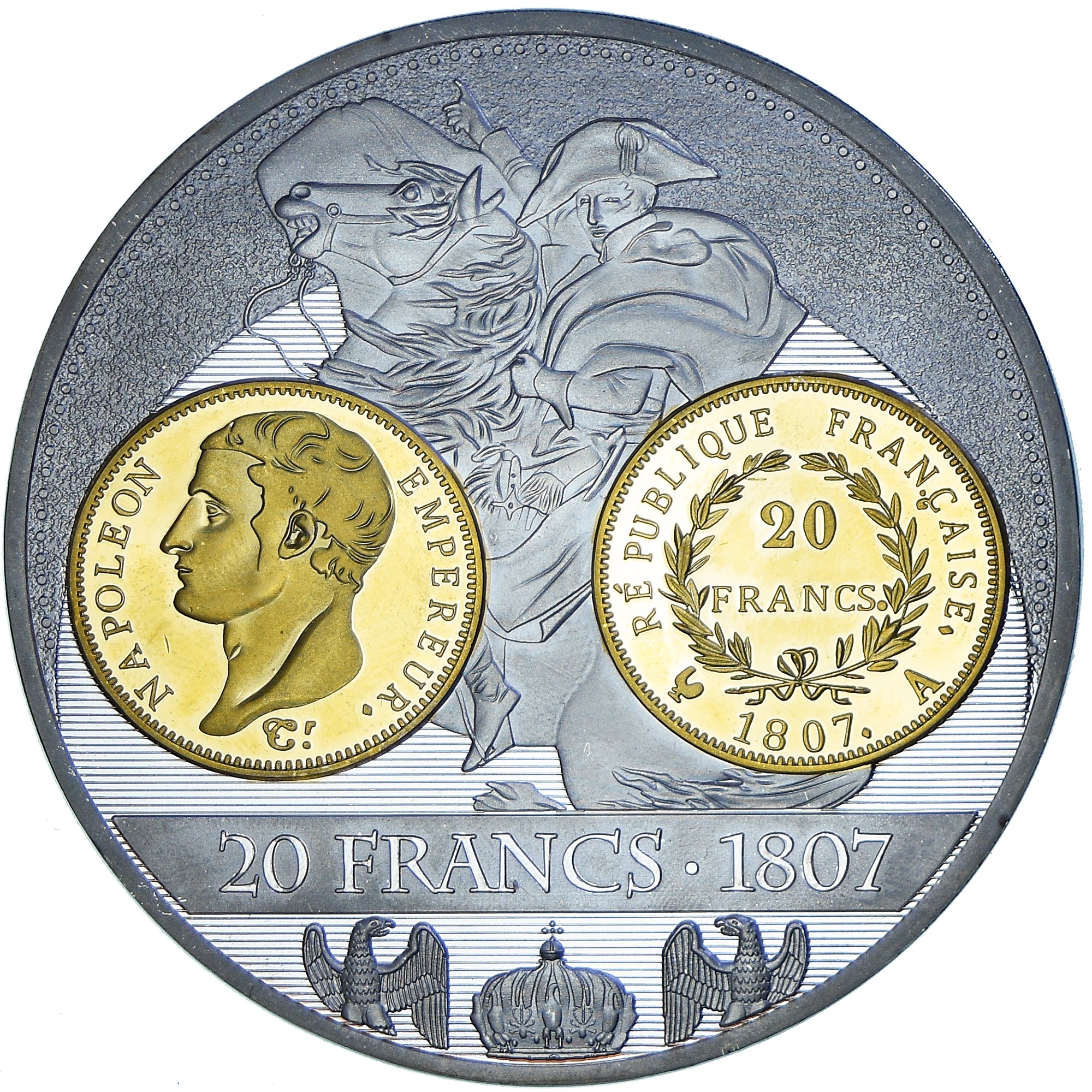 Frankreich, Medaille, Napoleon I, Histoire de la monnaie Française, 20 Francs