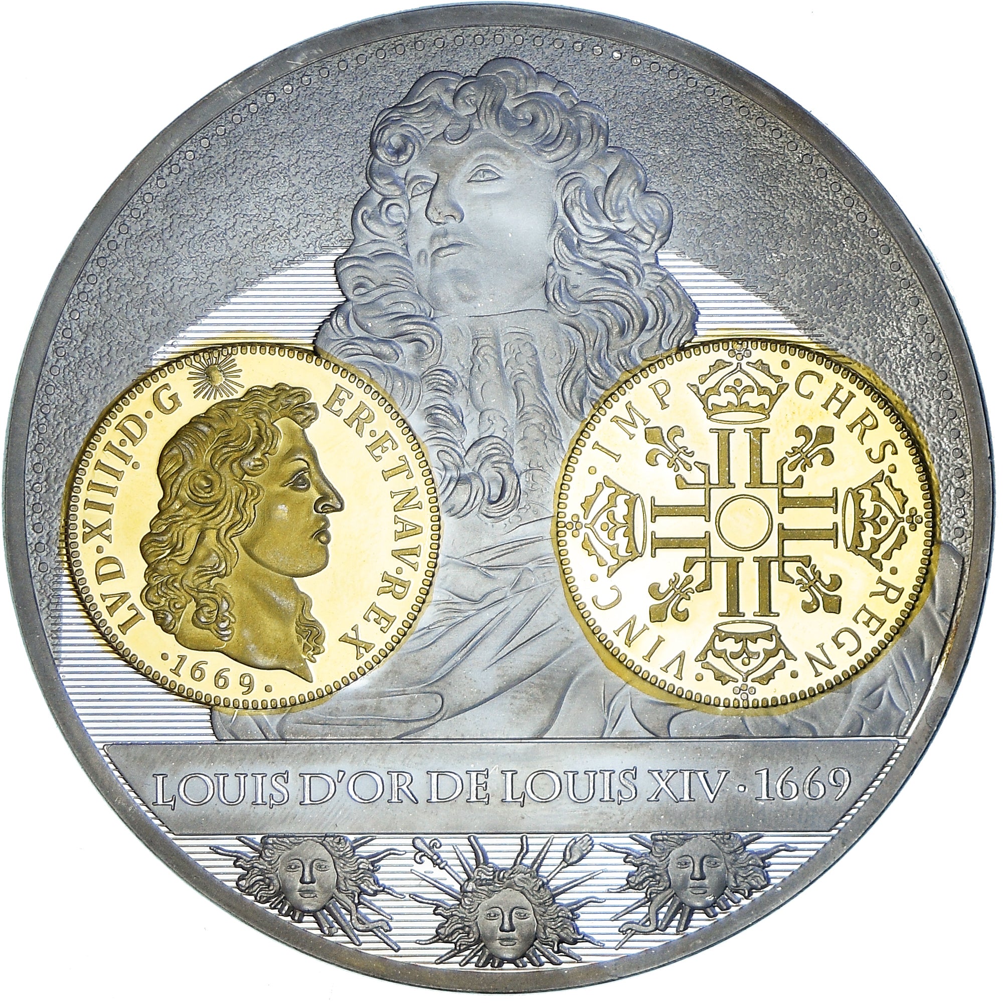 France, Medal, Histoire de la monnaie Française, Louis d'or de Louis XIV