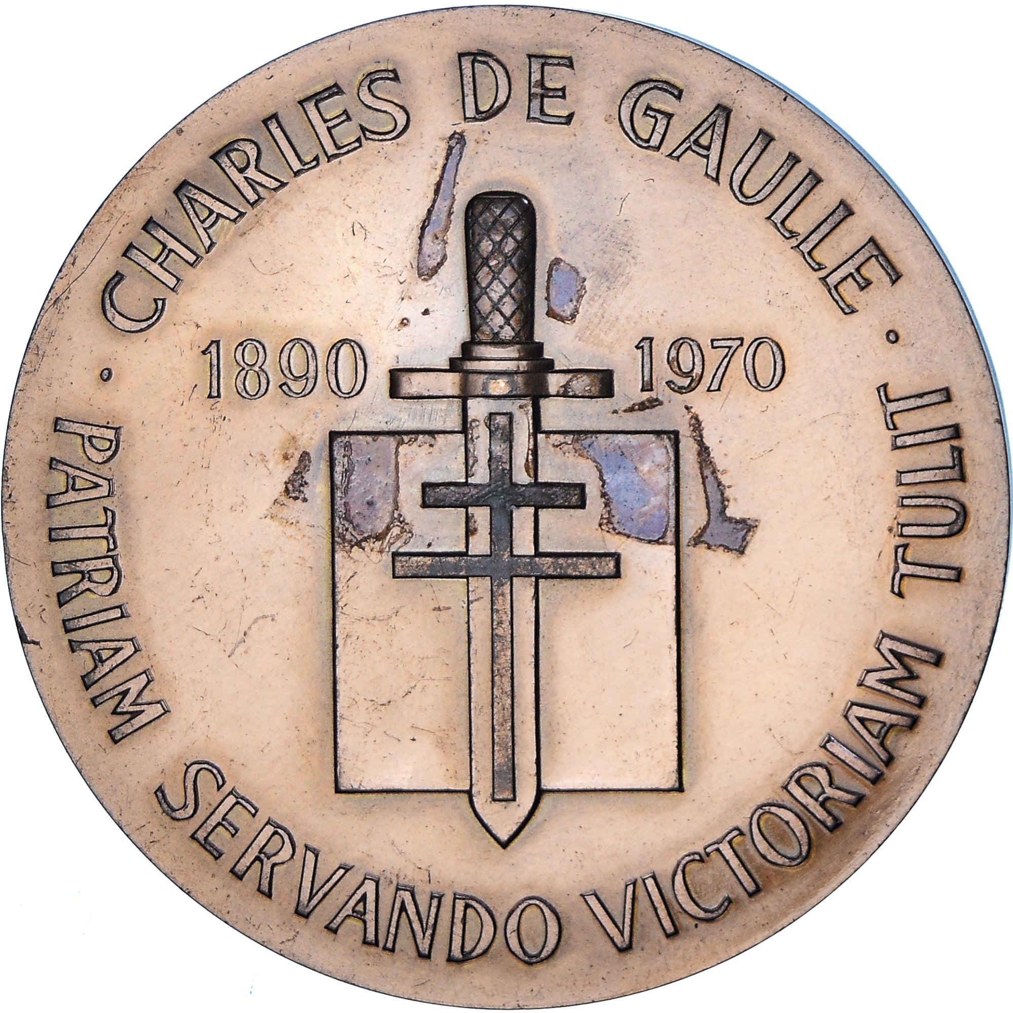 France, Medal, De Gaulle, Patriam Servando Victoriam Tvlit, WAR, 1970