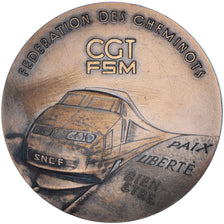 France, Medal, Fédération des Cheminots, SNCF, Railway, 1984, Coppin