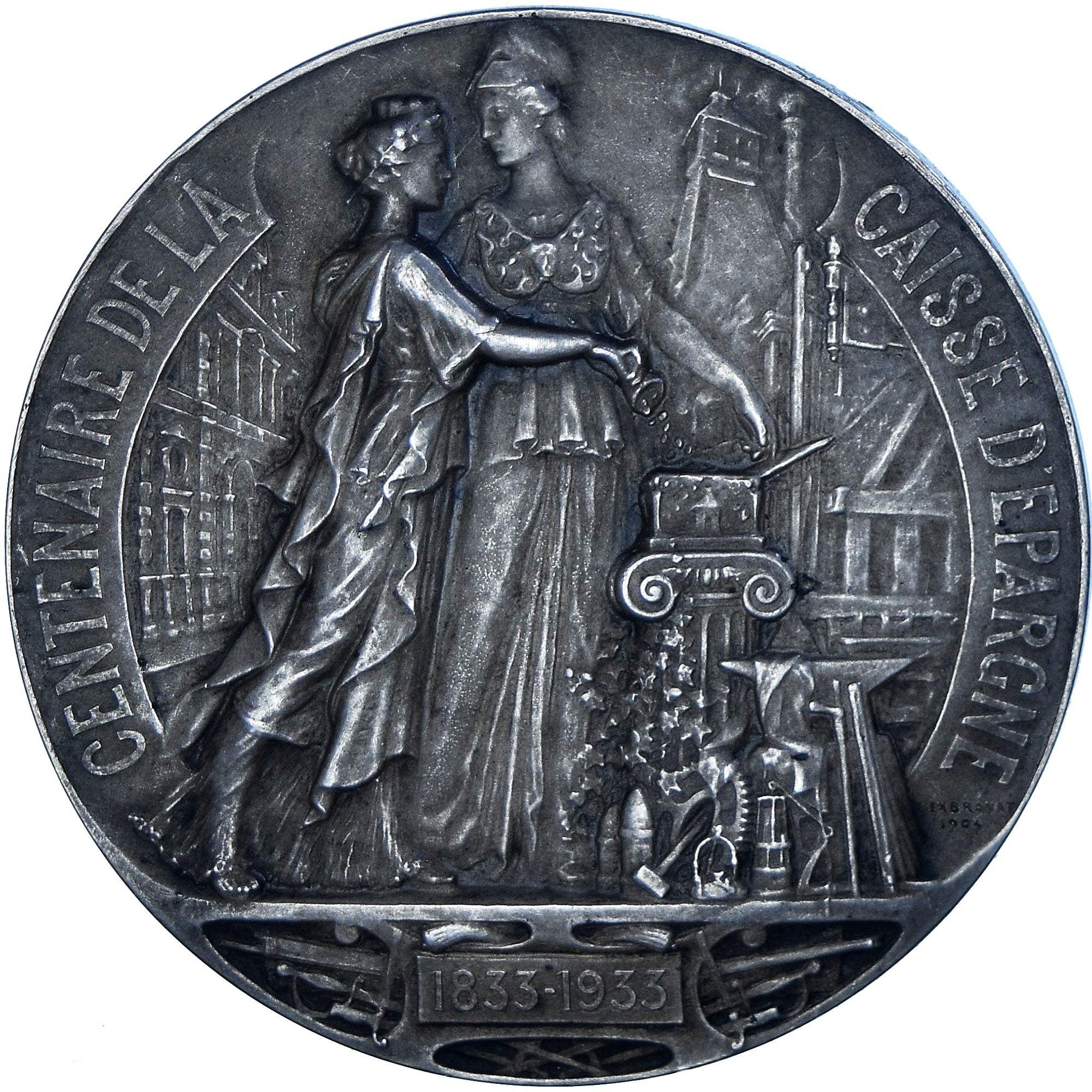 Francja, medal, Centenaire de la Caisse d'Epargne de Saint-Etienne, Bank, 1933