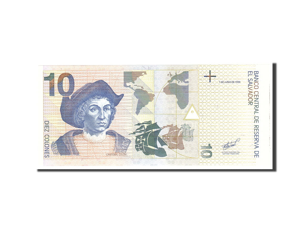 Banknote, El Salvador, 10 Colones, 1998, 1993-03-02, KM:148a, UNC(65-70)