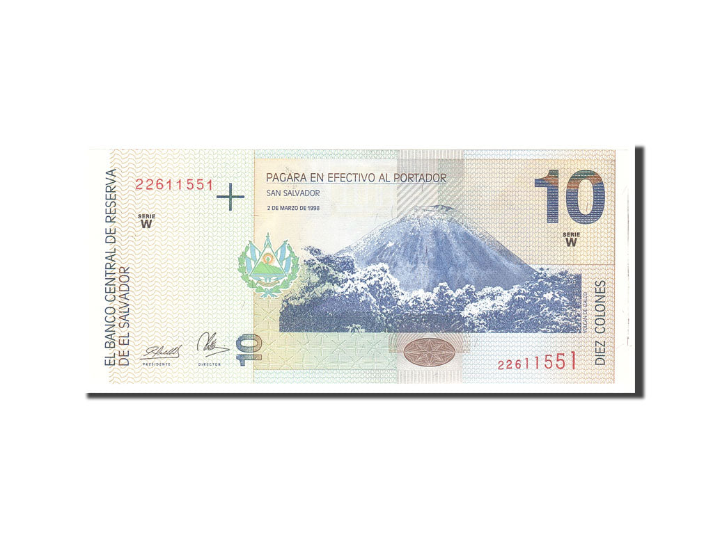 Banknote, El Salvador, 10 Colones, 1998, 1993-03-02, KM:148a, UNC(65-70)