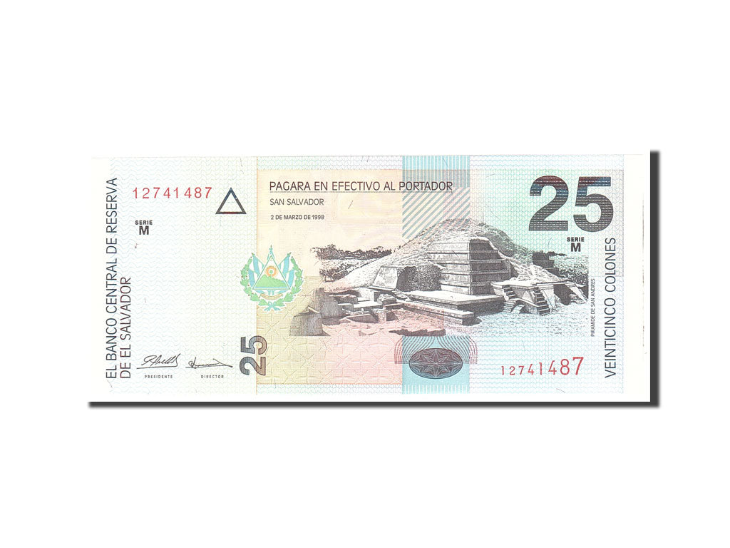 El Salvador, 25 Colones, 1998, KM:149b, 1998-03-02, FDS