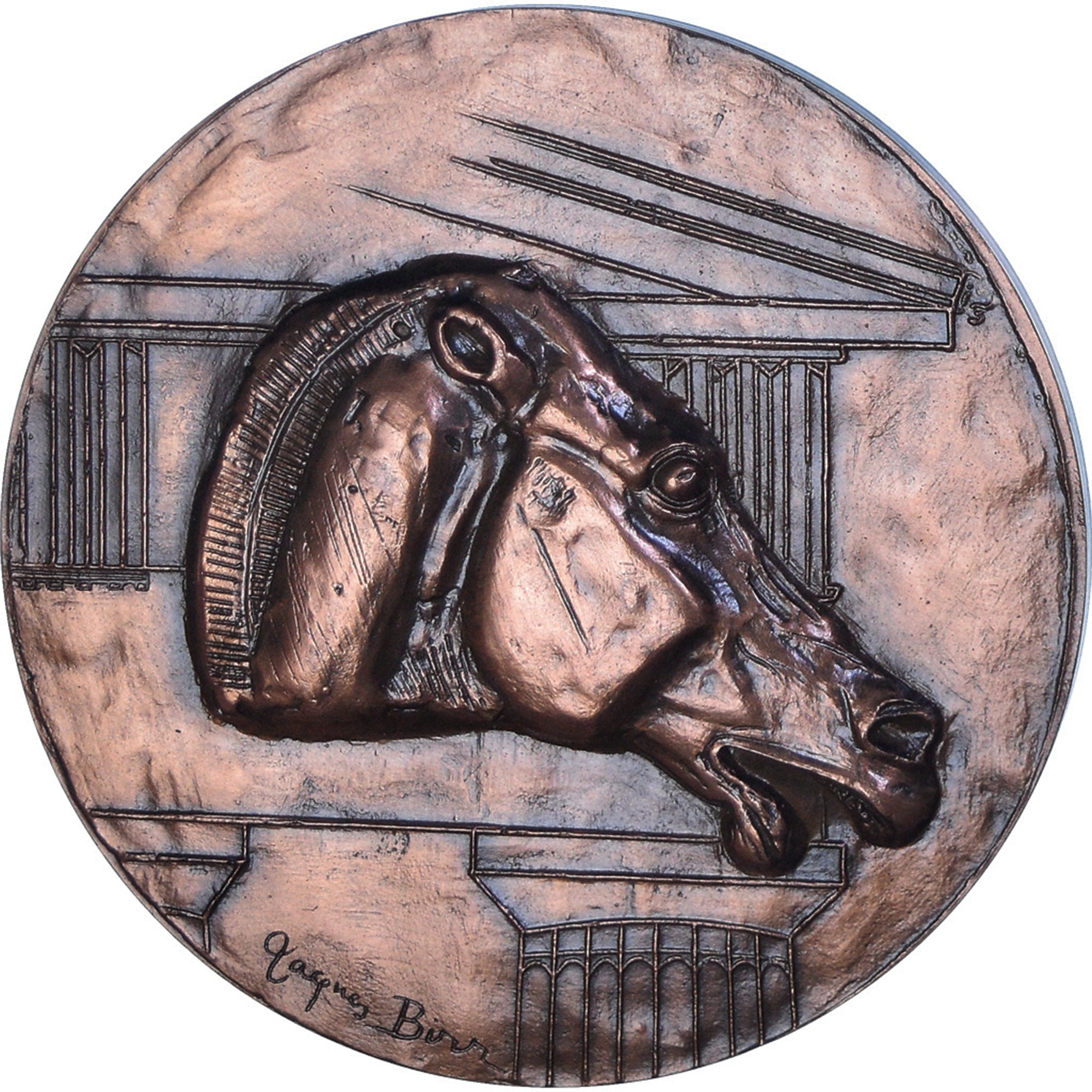 France, Médaille, Chien et Cheval, Animalière, 1972, Jacques Birr, FDC, Cuivre