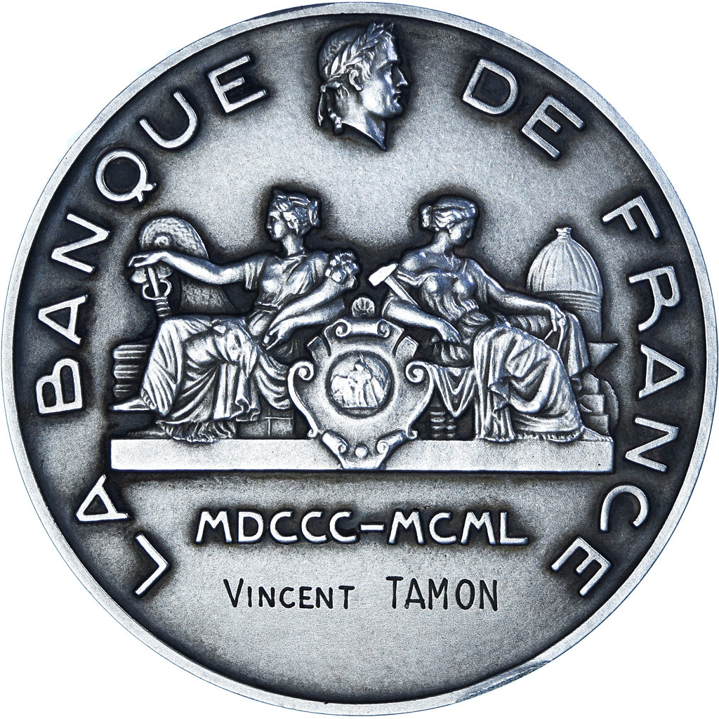 Francja, medal, La Banque de France, La Sagesse fixe la Fortune, 1950, Dumarest