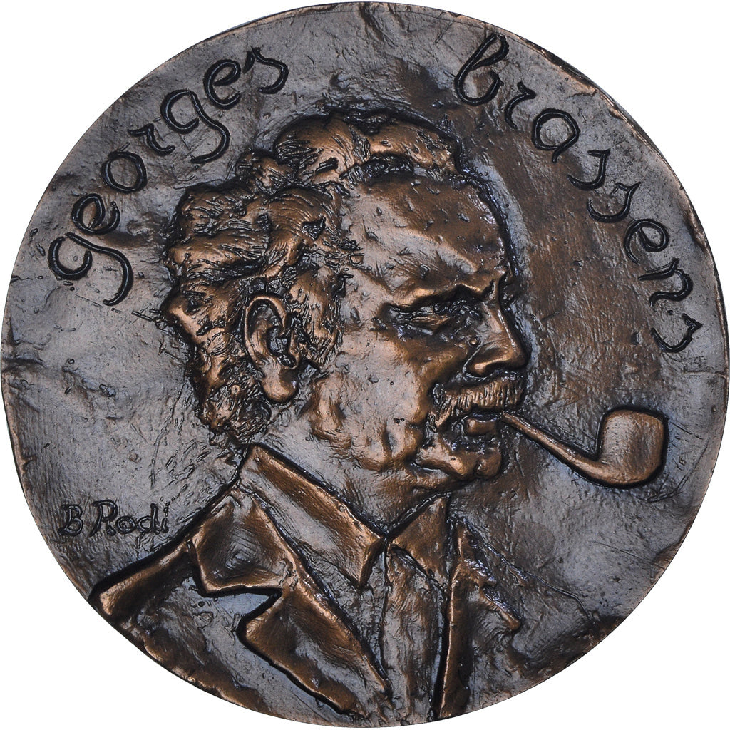 France, Medal, Georges Brassens, Guitare, Arts & Culture, 1984, Rodi, MS(64)