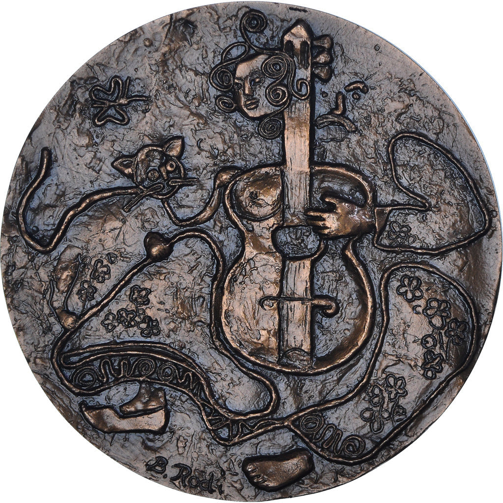 France, Medal, Georges Brassens, Guitare, Arts & Culture, 1984, Rodi, MS(64)