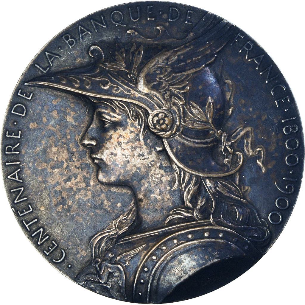 Francia, medaglia, Centenaire de la Banque de France, 1900, O.Roty, BB+, Bronzo