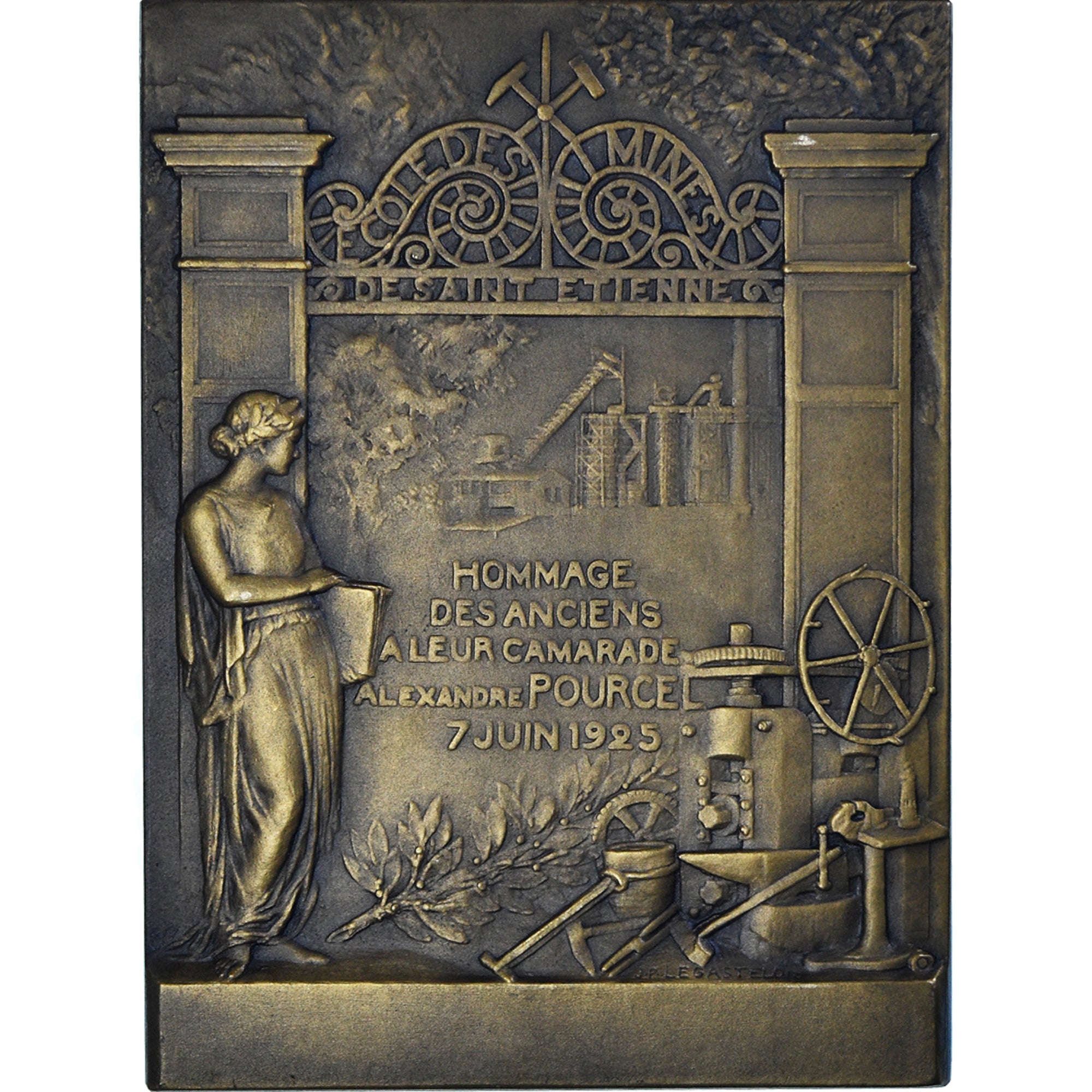 Francia, medalla, Alexandre Pourcel, Mines de Saint-Etienne, 1925, Legastelois