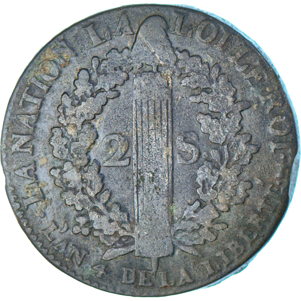 Münze, Frankreich, 2 sols françois, 2 Sols, 1792, Metz, S+, Bronze, KM:603.2