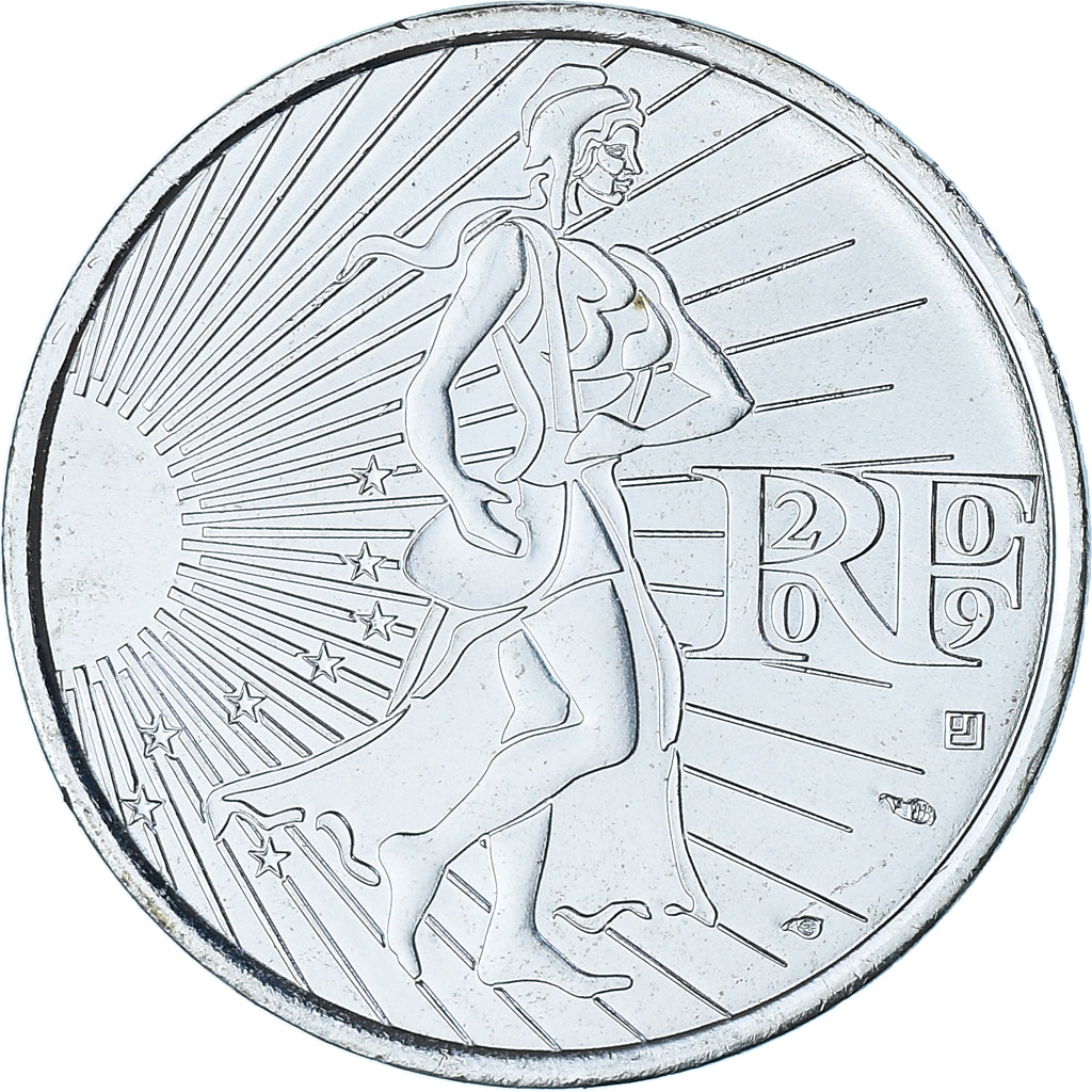 France, 10 Euro, La Semeuse en marche, 2009, Paris, MS(65-70), Silver, KM:1580