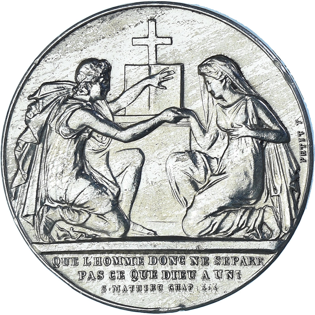 France, Medal, Noces, Mariage, Religion, Petit, AU(50-53), Silver