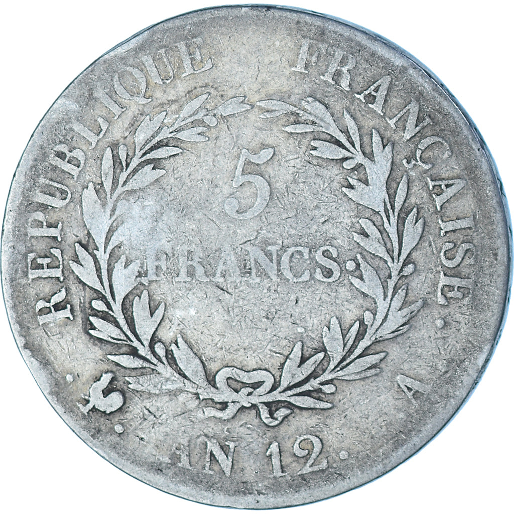 Coin, France, Napoléon I, 5 Francs, An 12 (1804), Paris, VF(20-25), Silver