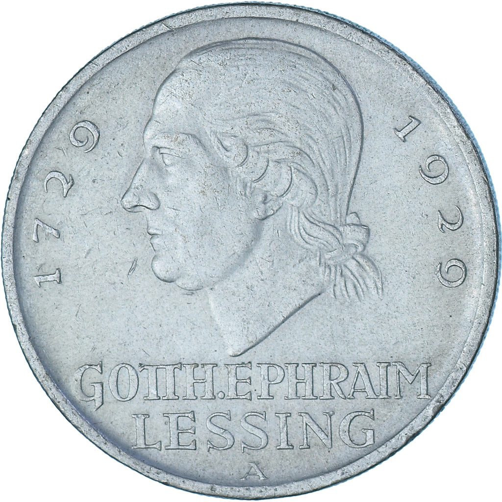 Coin, GERMANY, WEIMAR REPUBLIC, Lessing, 5 Mark, 1929, Berlin, AU(50-53), Silver