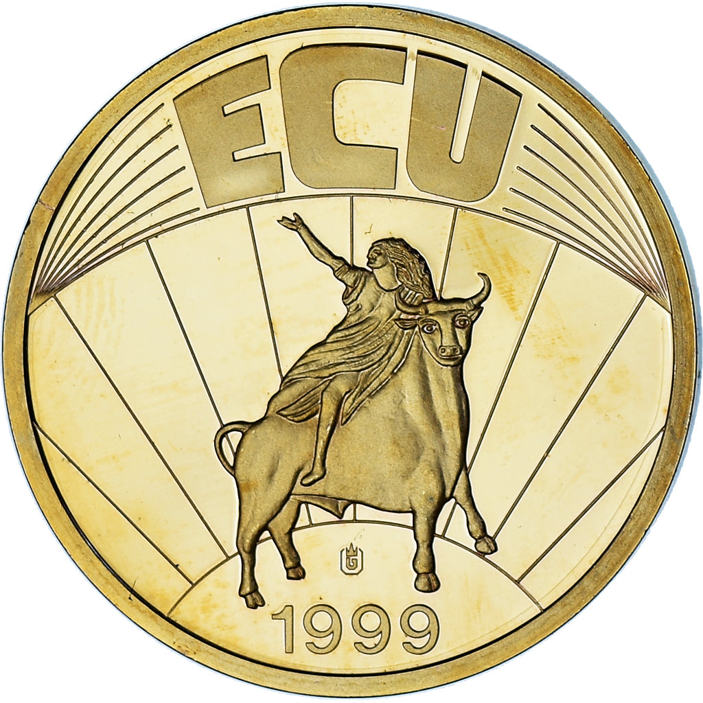France, Token, Ecu Europa, 1999, MS(65-70), Copper Gilt