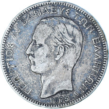 Coin, Greece, George I, 5 Drachmai, 1875, Paris, VF(30-35), Silver, KM:46