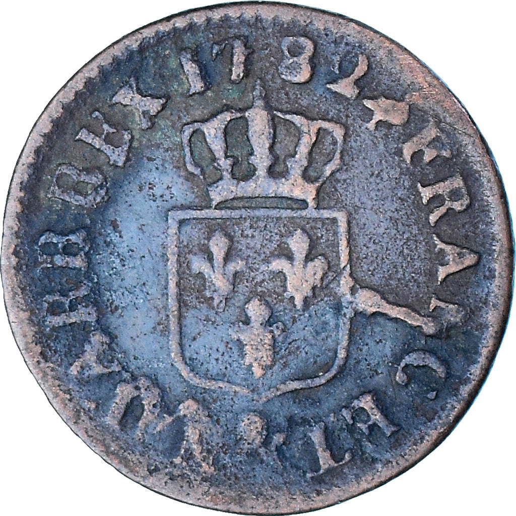 Moneta, Francja, Louis XVI, Liard, Liard, 1782, Aix, VF(30-35), Miedź
