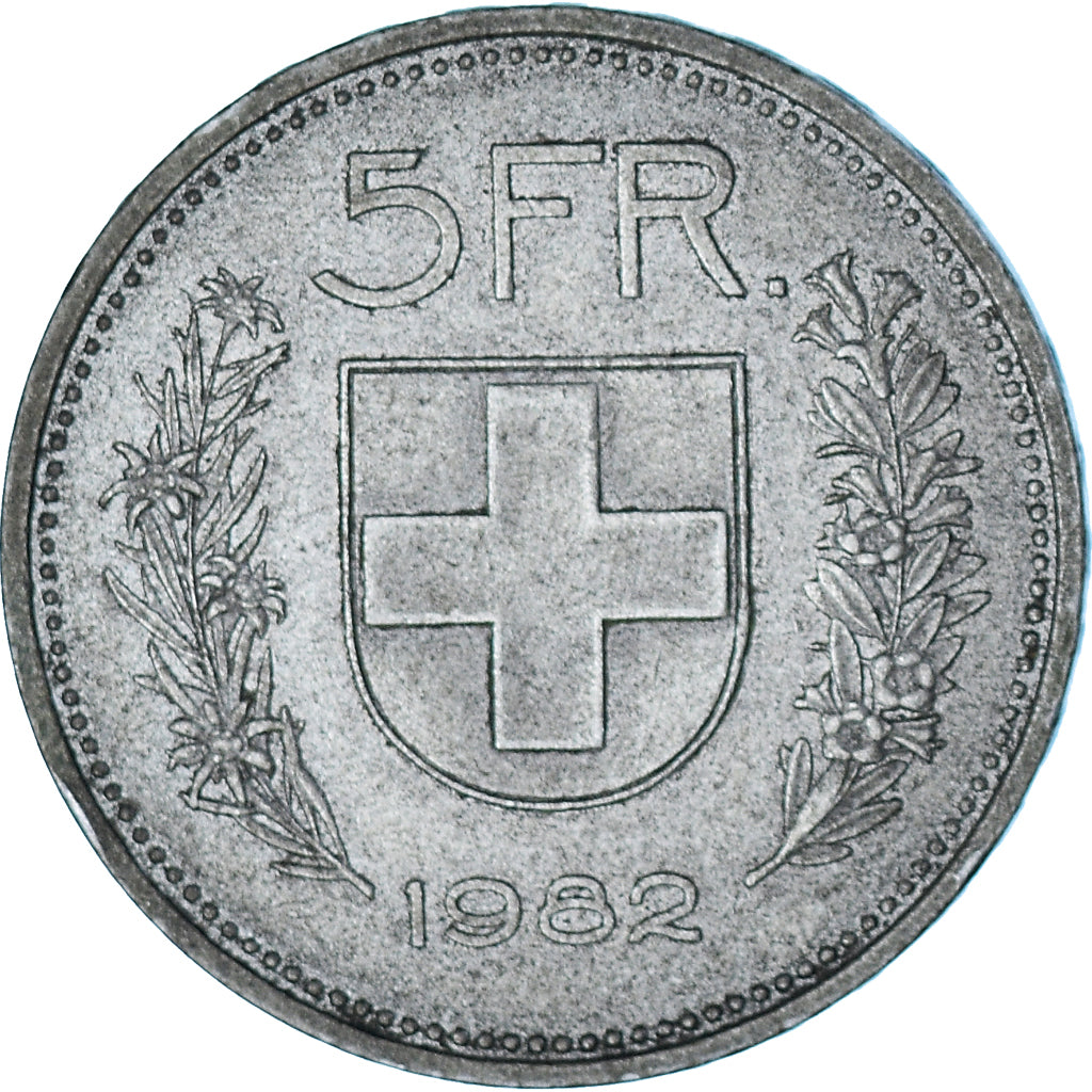 Coin, Switzerland, 5 Francs, 1982, Bern, EF(40-45), Copper-nickel, KM:40a.2