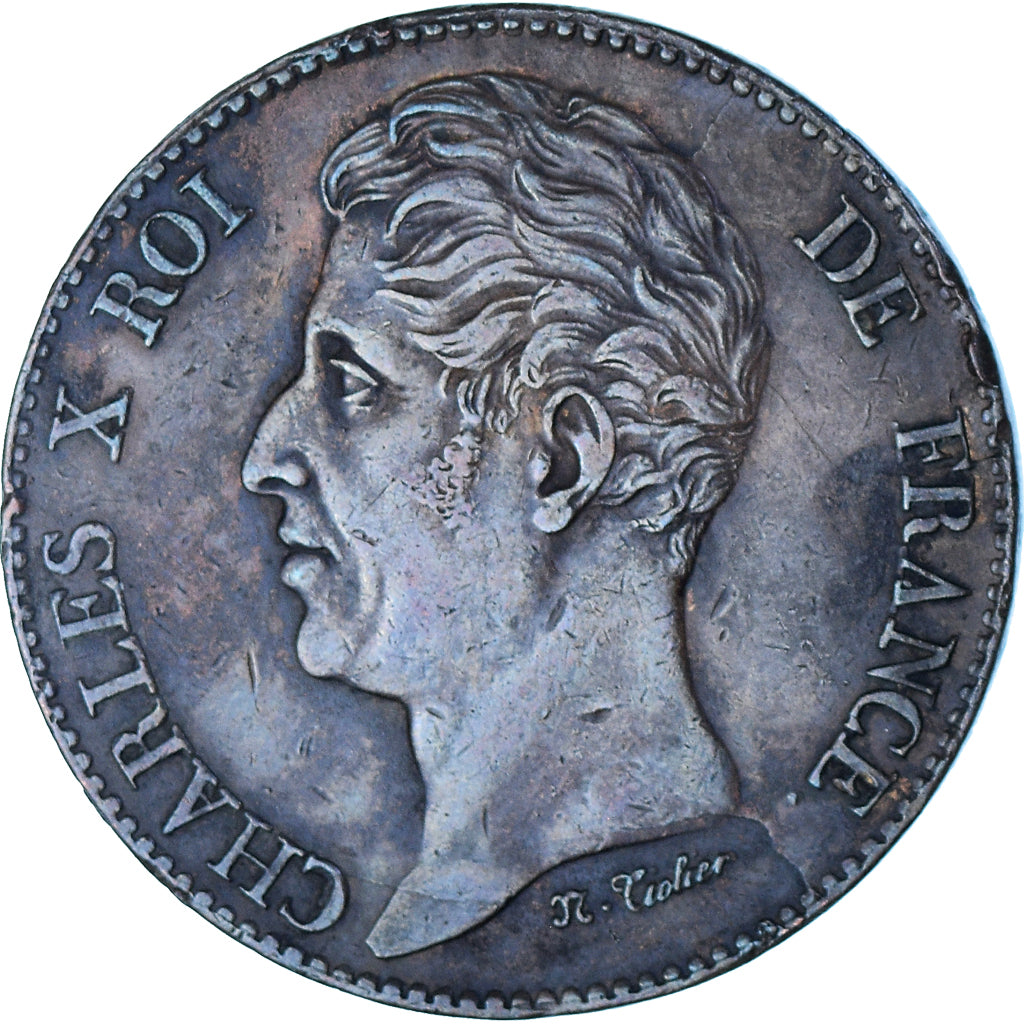 Coin, France, Charles X, Visite de la Monnaie de Lille, Module 5 francs, 1827