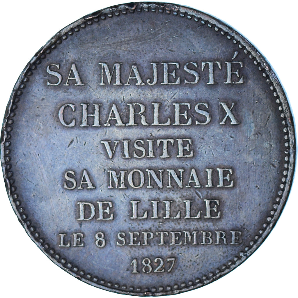 Coin, France, Charles X, Visite de la Monnaie de Lille, Module 5 francs, 1827