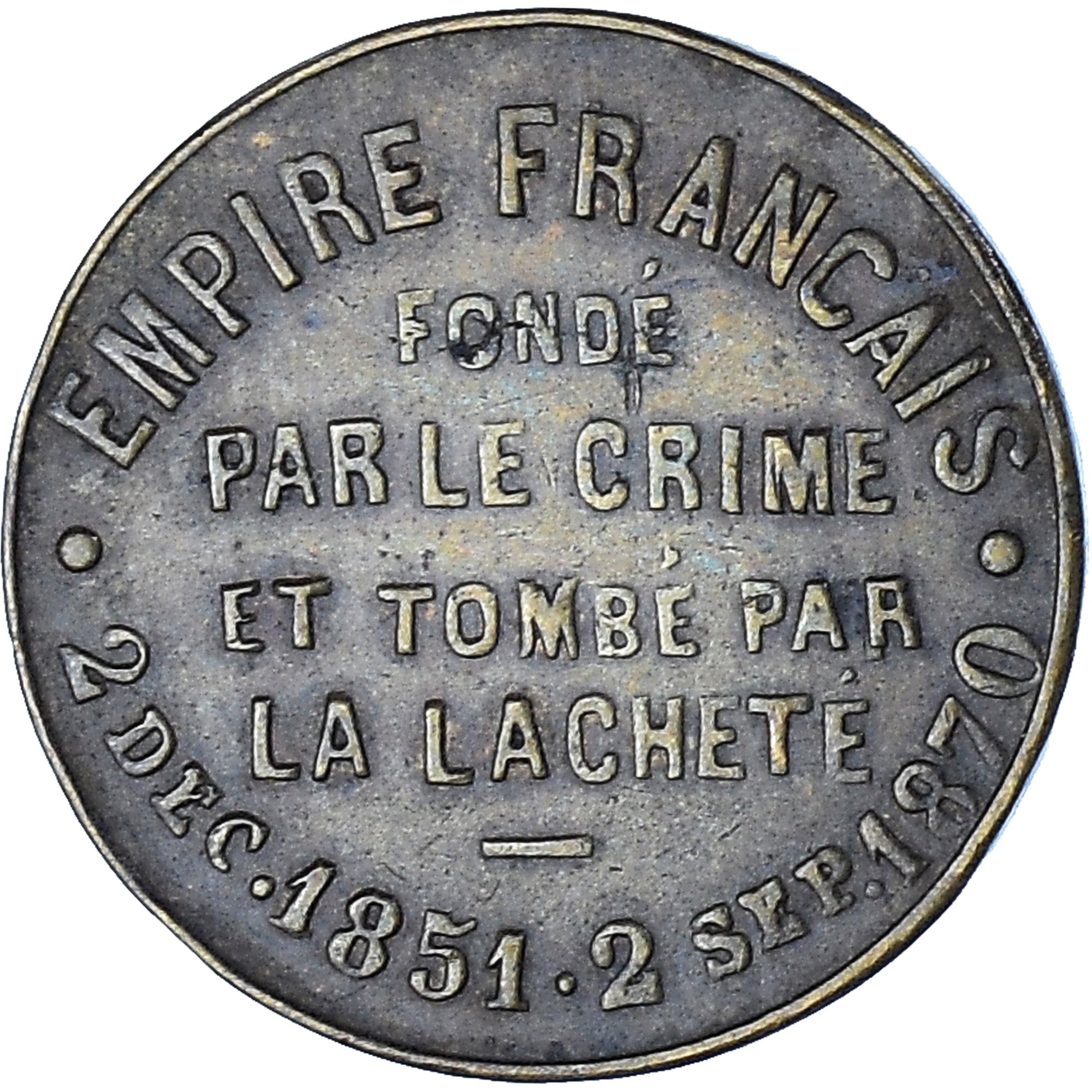 Coin, France, Napoleon III, Satirique, Module de 1 Centime, 1870, Frappe