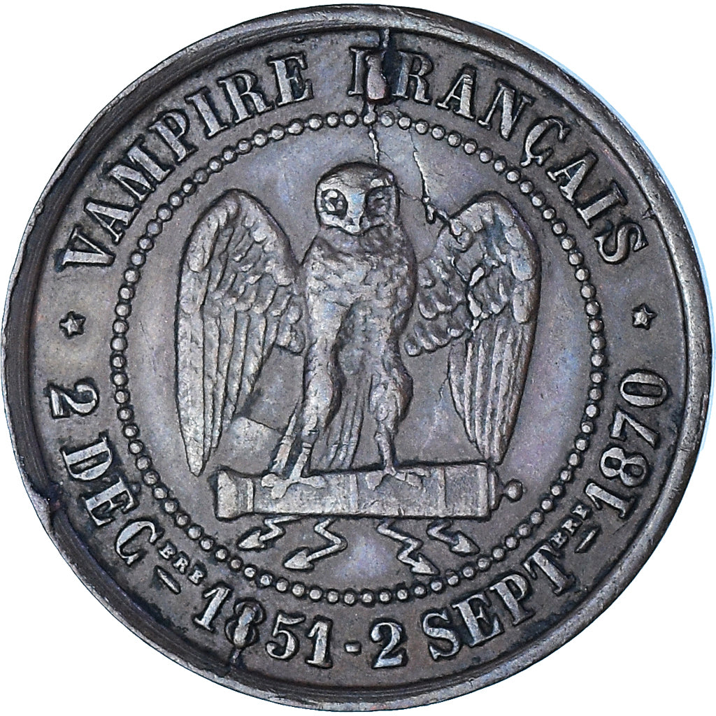 Coin, France, Napoleon III, Module de 5 Centimes, 1870, Paris, Satirique