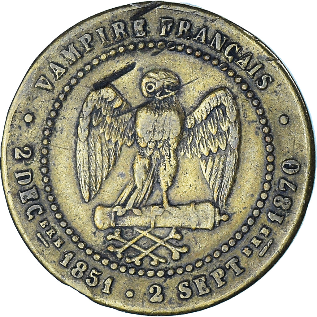 Munten, Frankrijk, Napoleon III, 5 Centimes, 1870, Satirique, ZF, Tin
